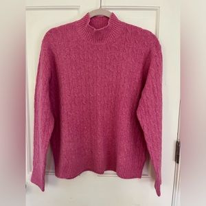 NWOT JCrew Extra Soft Pink Cableknit Mockneck Sweater Size Large